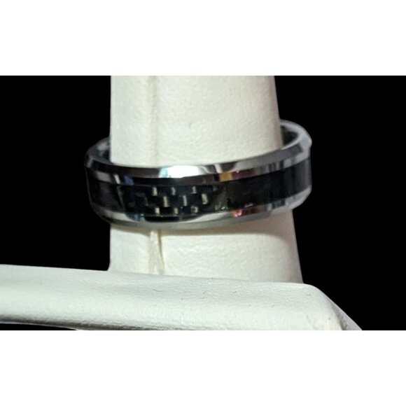 JSFG Tungsten Carbide Fiber Inlay Men's Wedding Ring 6mm Size 9 - Picture 11 of 13